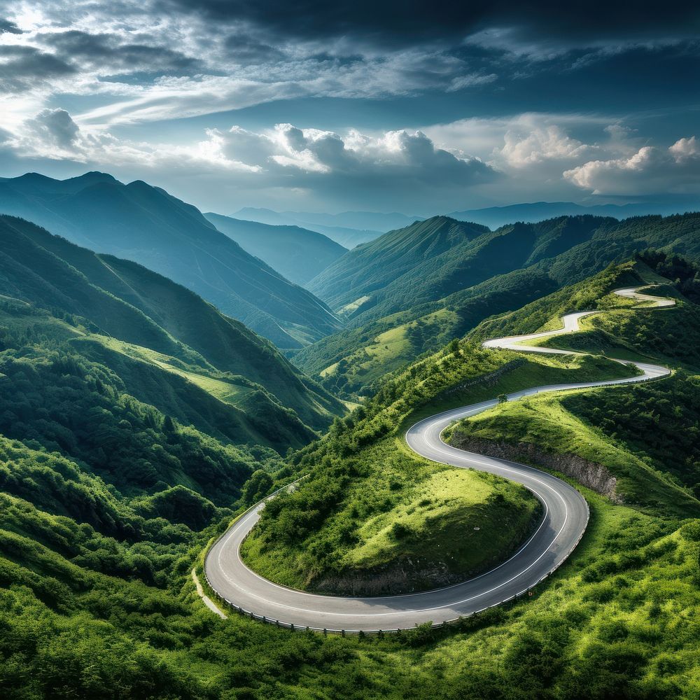 Winding mountain road outdoors highway freeway. AI generated Image by rawpixel.