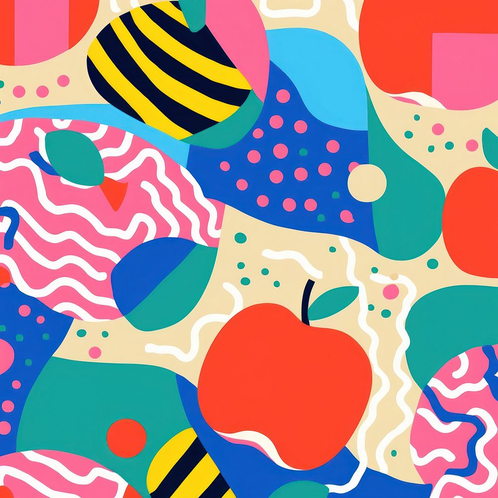 Vibrant apple pattern abstract graphics art. AI generated Image by rawpixel.