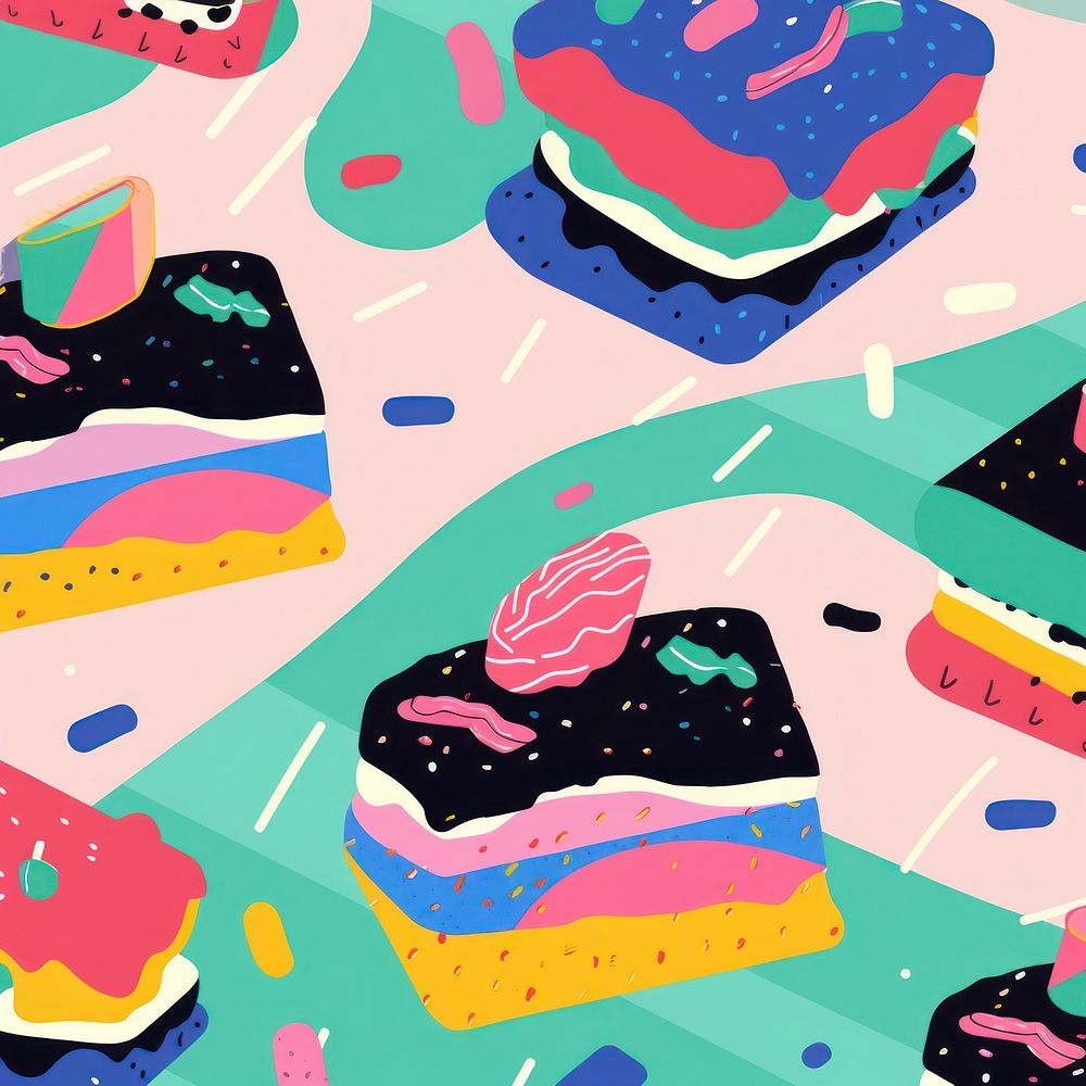 Vibrant cake pattern graphics dessert food. AI generated Image by rawpixel.