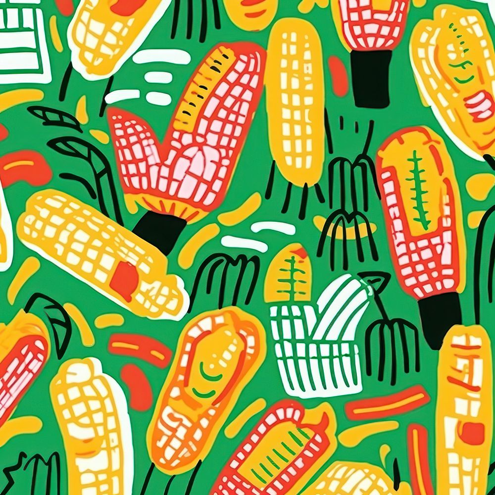 Vibrant corn pattern plant food backgrounds. AI generated Image by rawpixel.