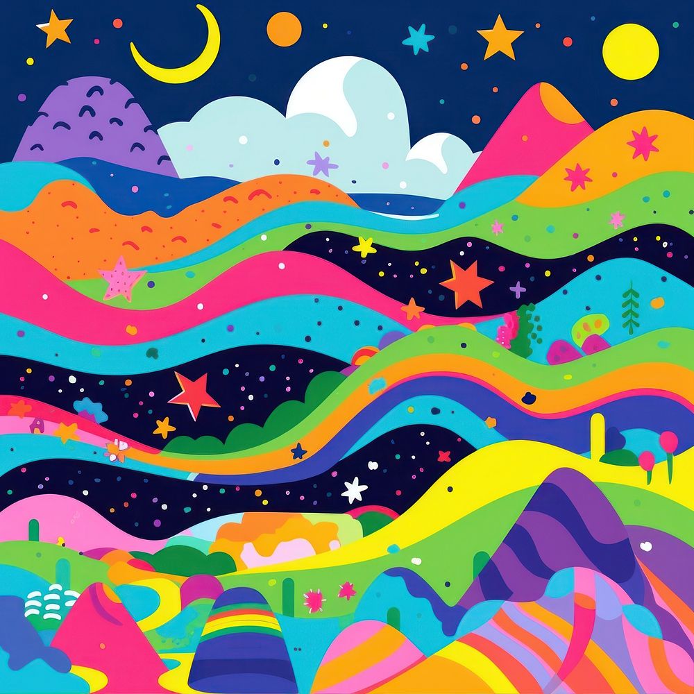 Vibrant night sky pattern painting graphics tranquility