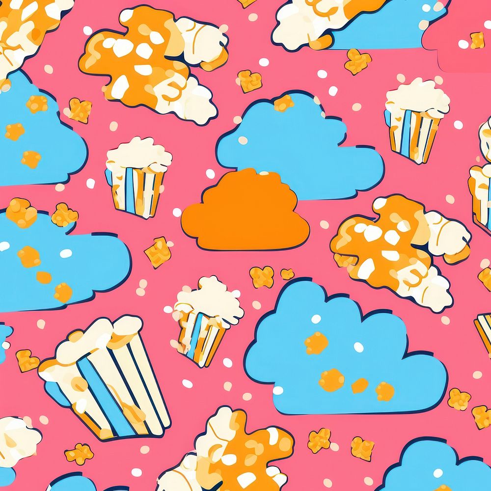 Vibrant popcorn pattern food backgrounds wallpaper. AI generated Image by rawpixel.