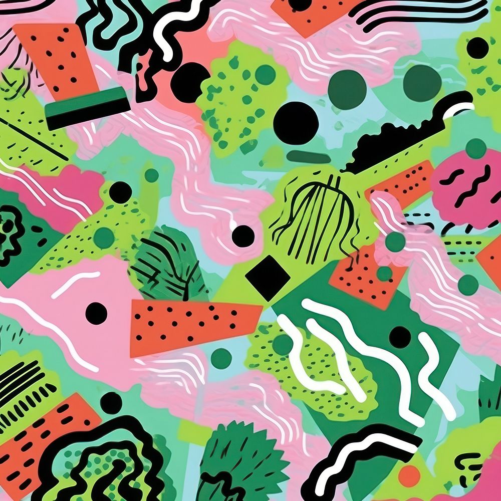 Vibrant salad pattern abstract graphics drawing. AI generated Image by rawpixel.