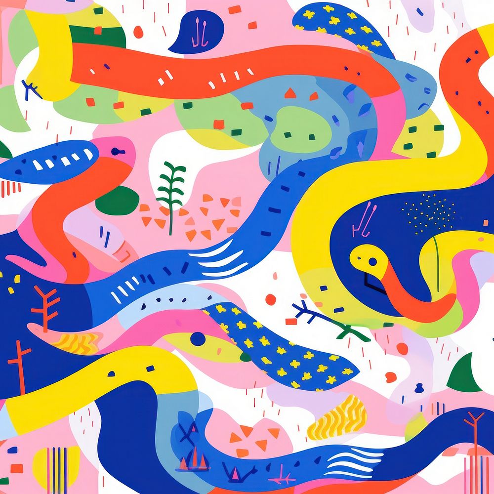 Vibrant snake pattern abstract painting graphics. AI generated Image by rawpixel.