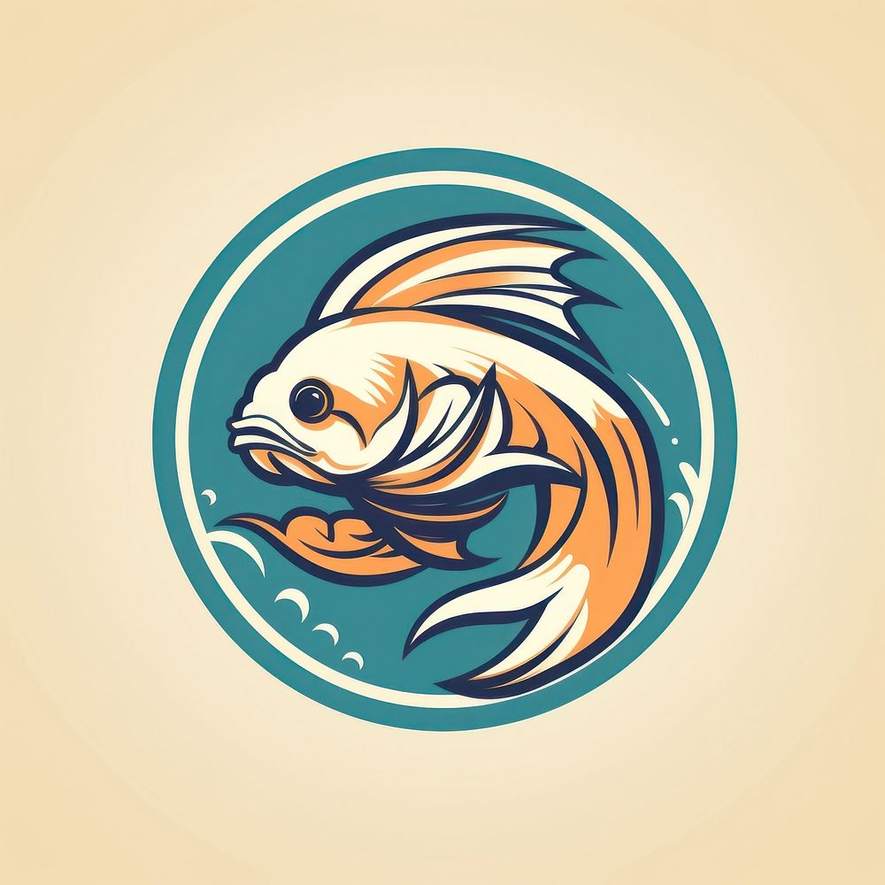 Goldfish logo aquarium swimming. AI generated Image by rawpixel.