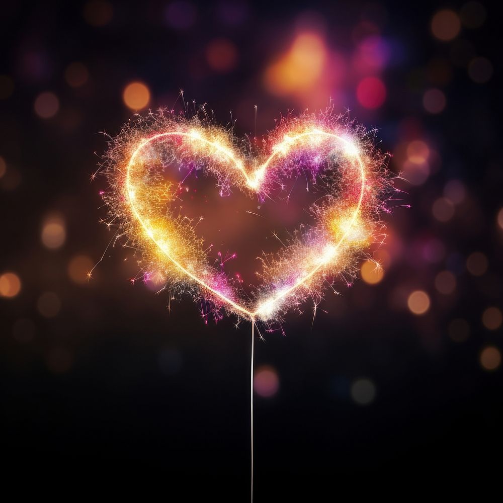 Heart sparkler outdoors night illuminated. AI generated Image by rawpixel.