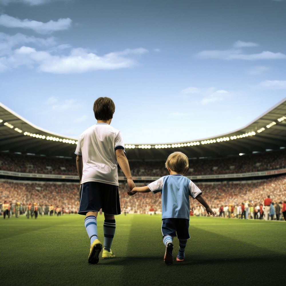 Stadium football player child. AI generated Image by rawpixel.