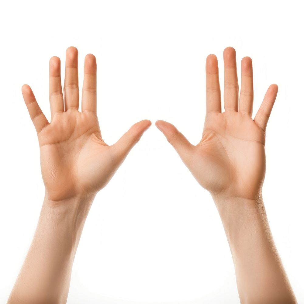 Two open hands finger white background gesturing. AI generated Image by rawpixel.