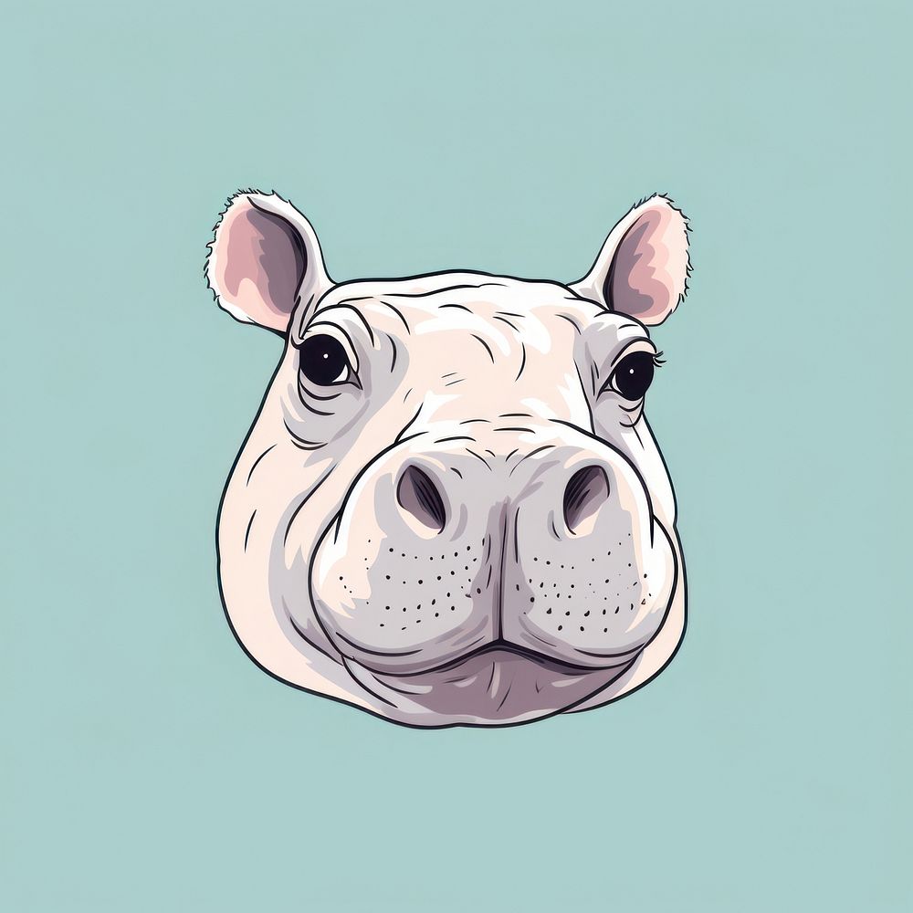 Hippopotamus bulldog animal mammal. AI generated Image by rawpixel.