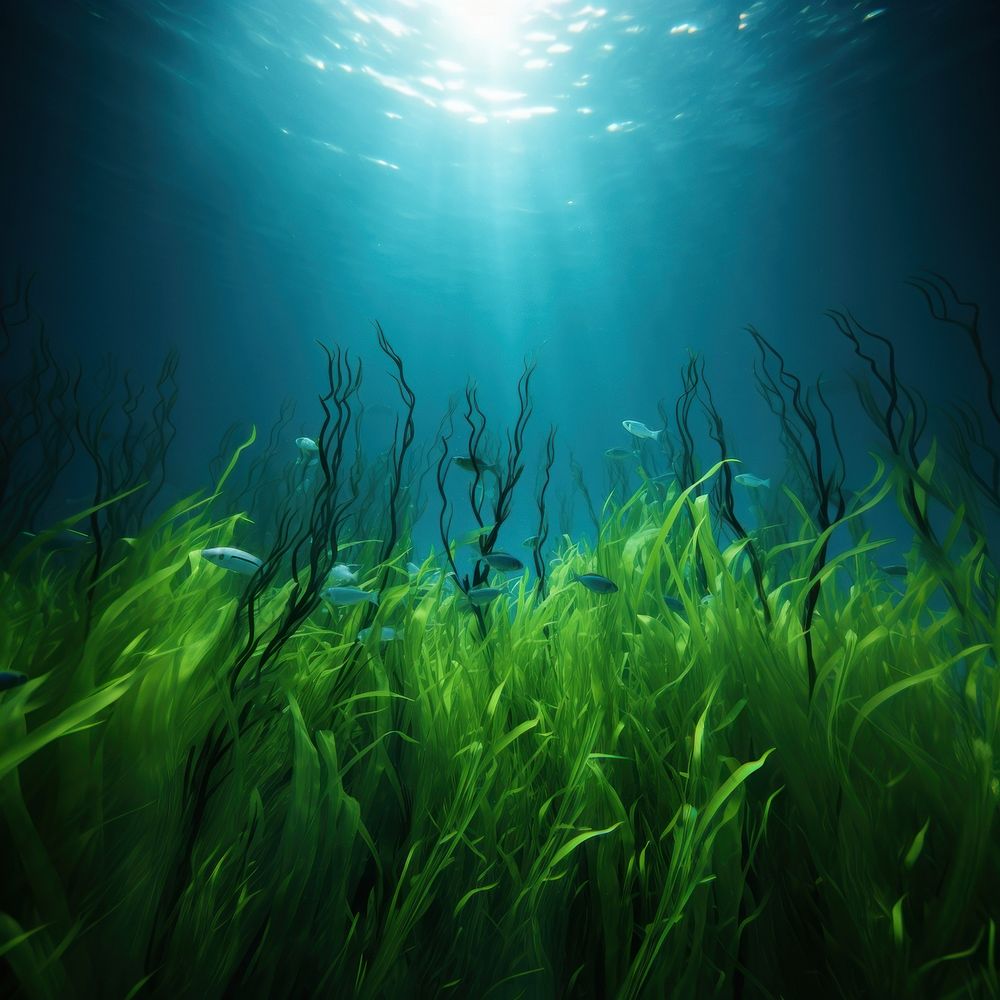 Green seagrass underwater outdoors seaweed. AI generated Image by rawpixel.