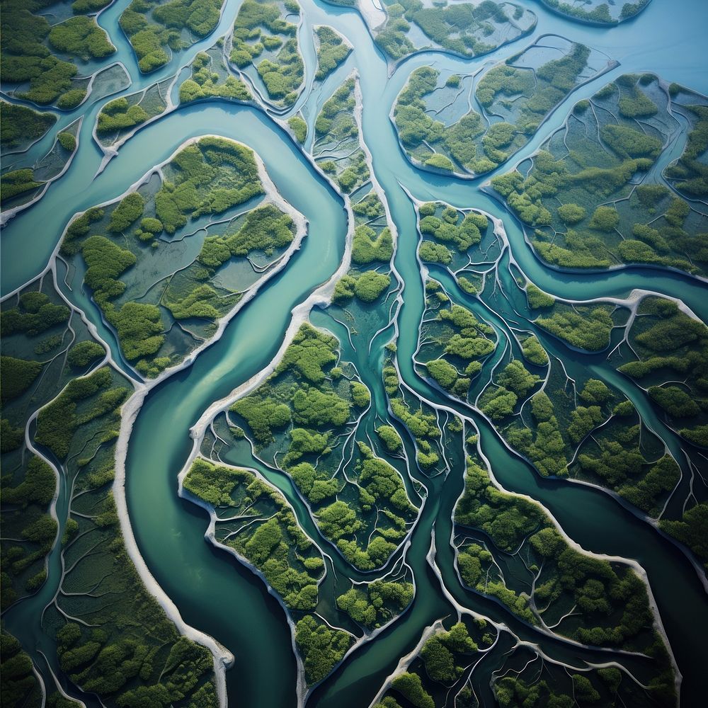 Meandering river outdoors nature tranquility. AI generated Image by rawpixel.