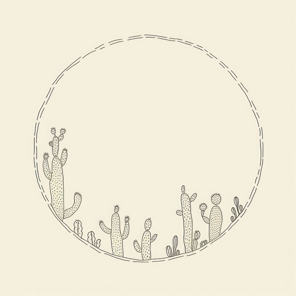 Cactus drawing circle sketch. AI generated Image by rawpixel.