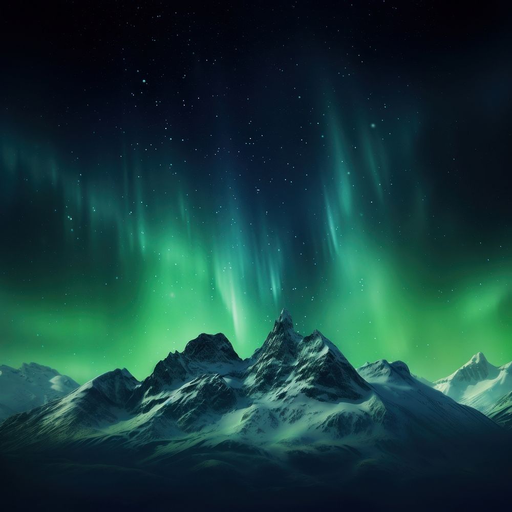 Aurora mountain nature night. AI generated Image by rawpixel.
