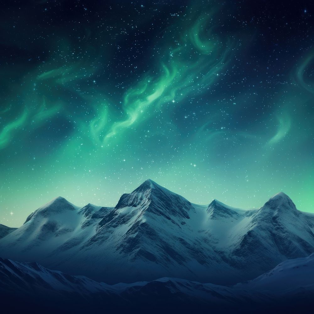 Aurora mountain outdoors nature. AI generated Image by rawpixel.