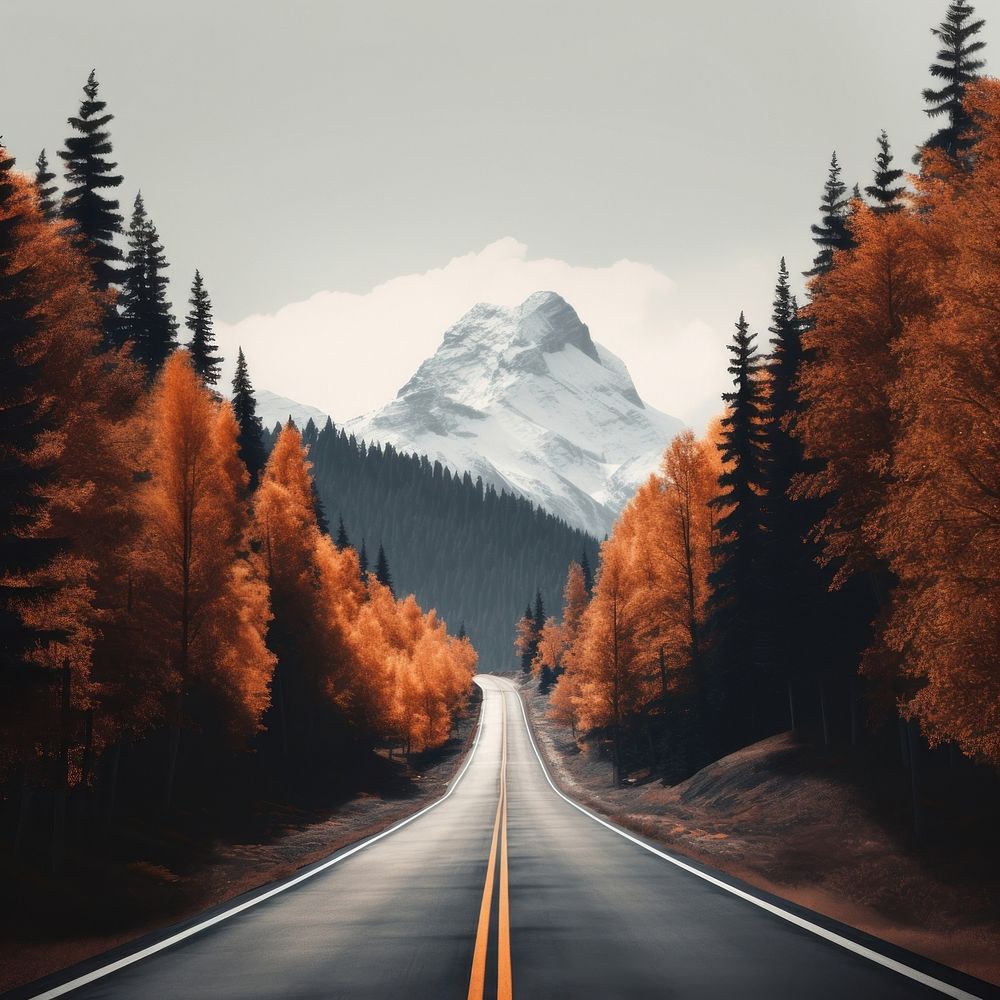 Autumn landscape road mountain. AI generated Image by rawpixel.