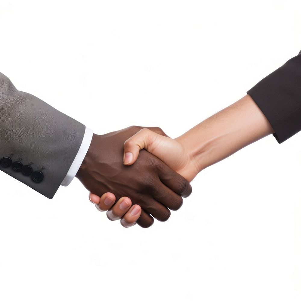 Shake hands to congratulate handshake adult white background. AI generated Image by rawpixel.