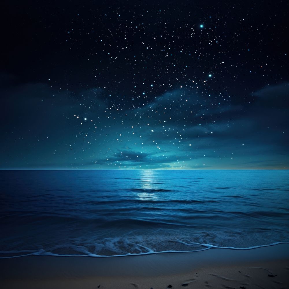 Sea night beach sky. AI generated Image by rawpixel.