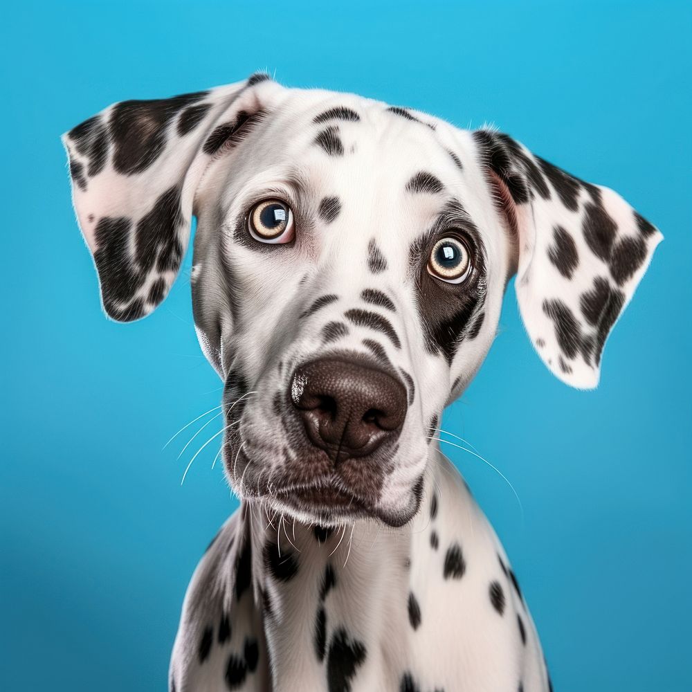 Curious dalmatian dog animal mammal blue. AI generated Image by rawpixel.