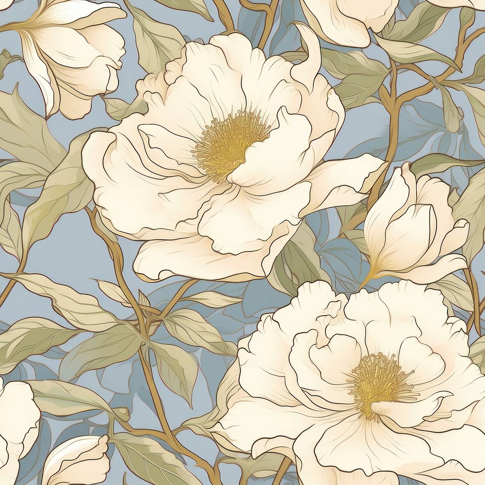 Camelia flower wallpaper pattern plant. AI generated Image by rawpixel.