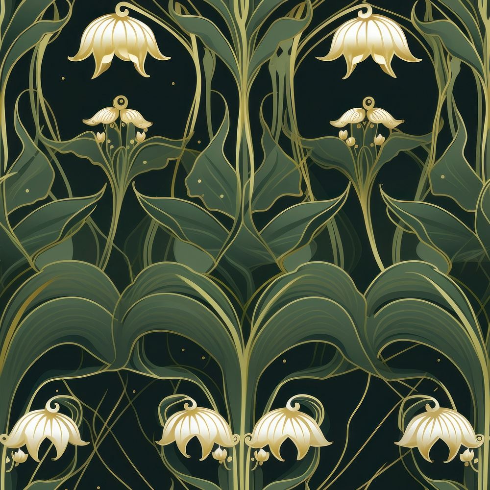 Lily of the valley flower art pattern plant. AI generated Image by rawpixel.