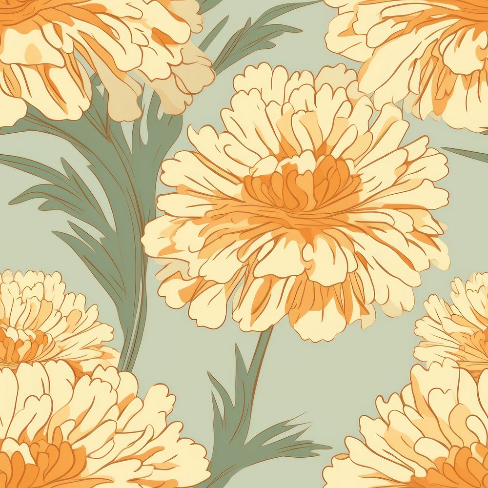 Marigold flower wallpaper pattern petal. AI generated Image by rawpixel.