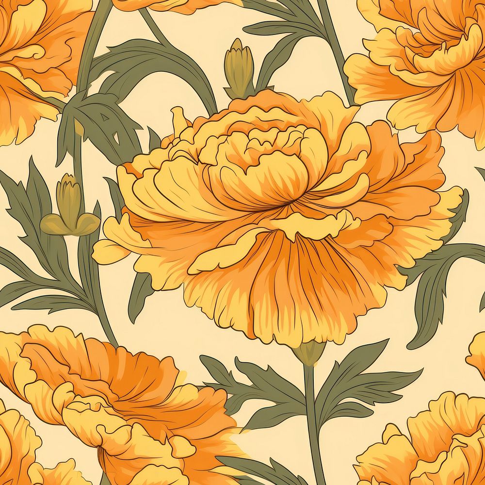 Marigold flower wallpaper pattern plant. | Free Photo Illustration