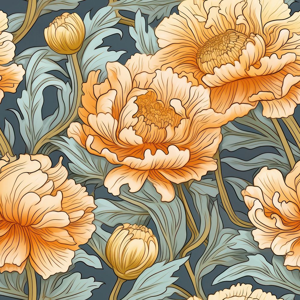 Marigold flower wallpaper pattern plant. | Free Photo Illustration