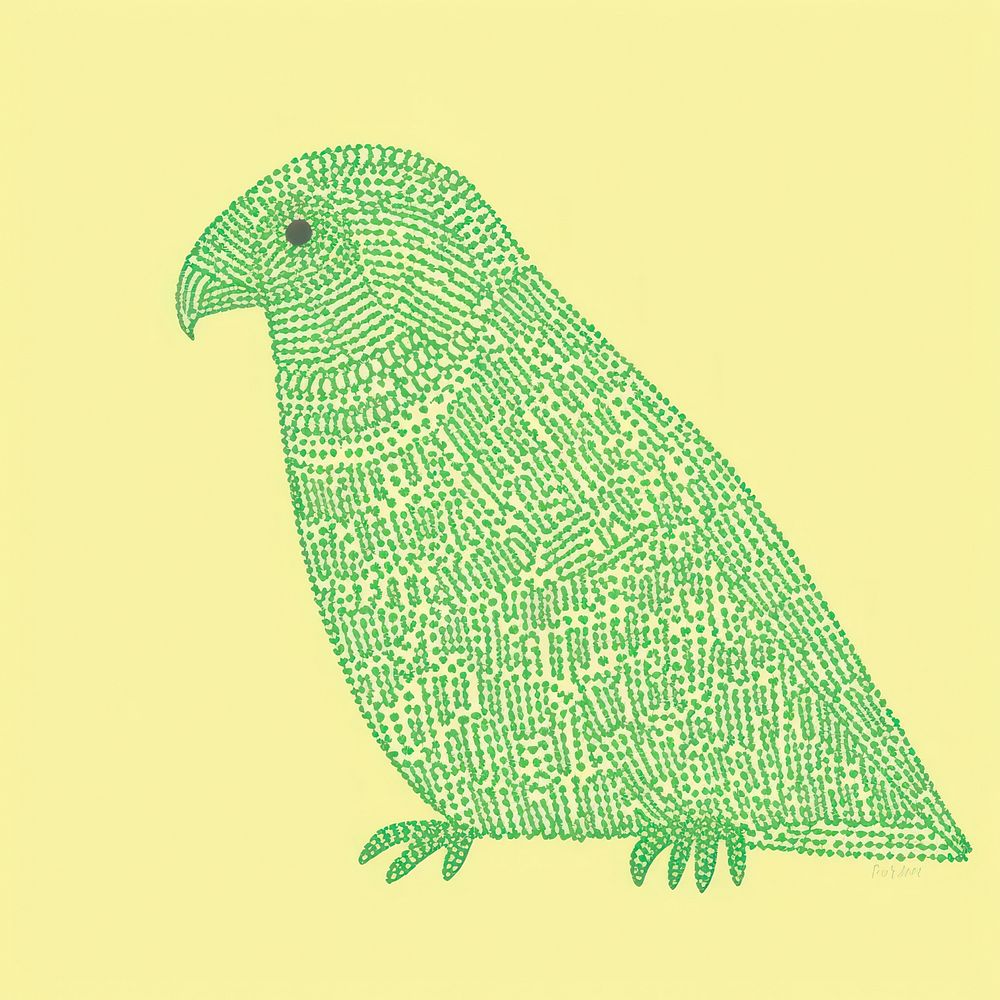 Green parot animal bird art. AI generated Image by rawpixel.