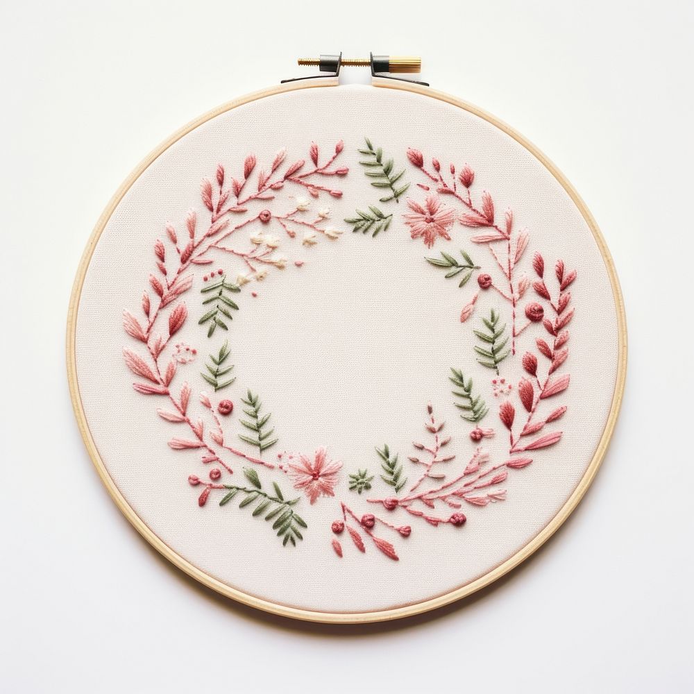 Little Christmas wreath embroidery pattern textile. AI generated Image by rawpixel.