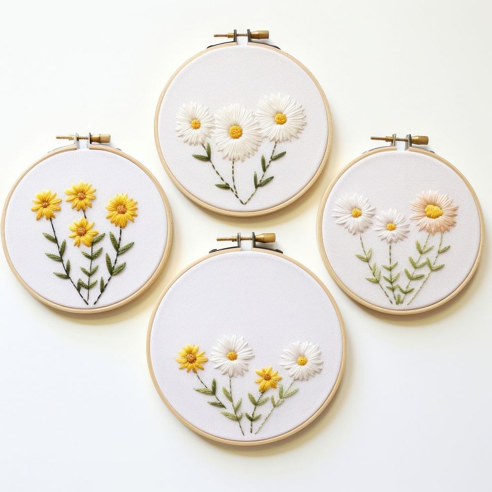 Little daisy circle border embroidery pattern representation. AI generated Image by rawpixel.