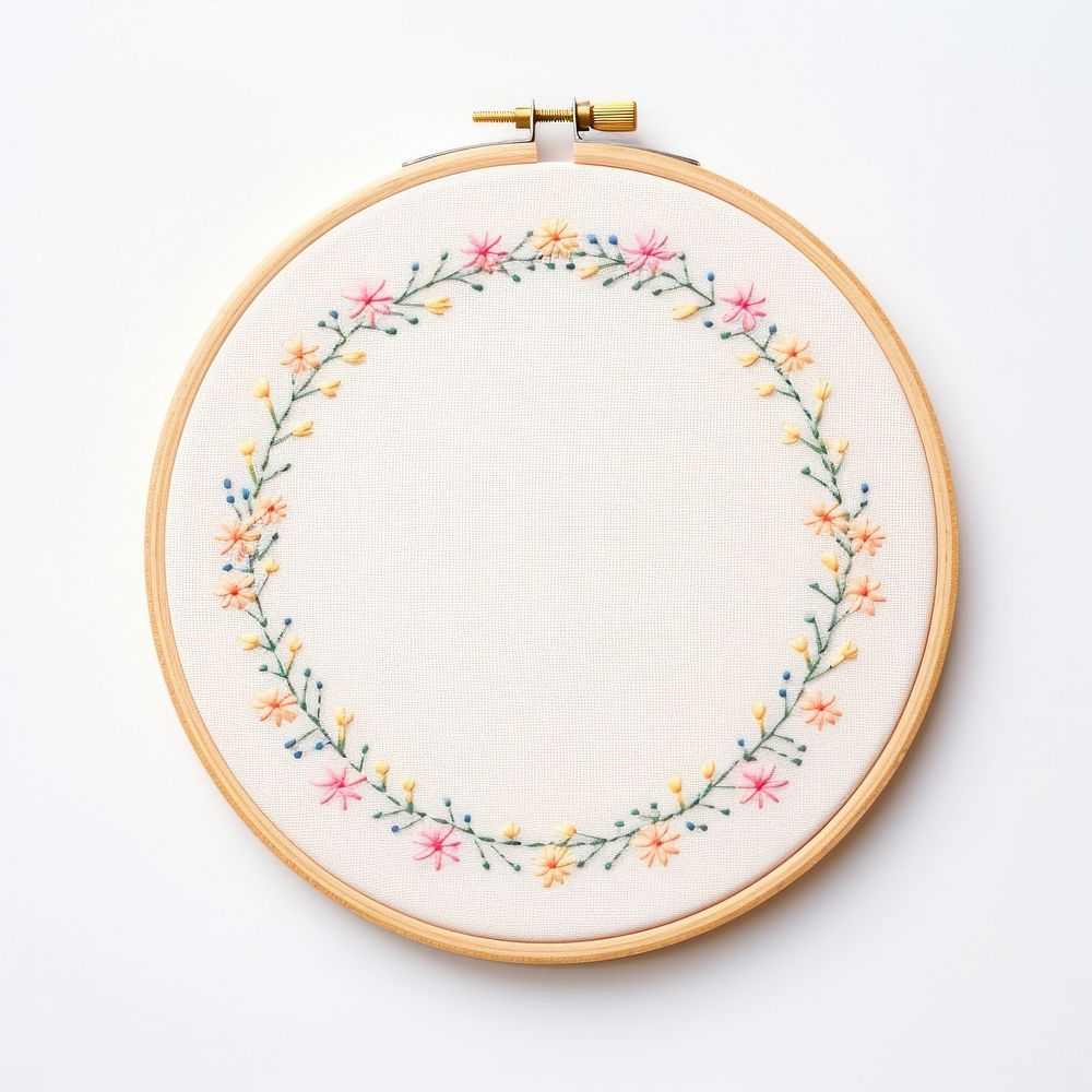 Little daisy circle border embroidery pattern textile. AI generated Image by rawpixel.