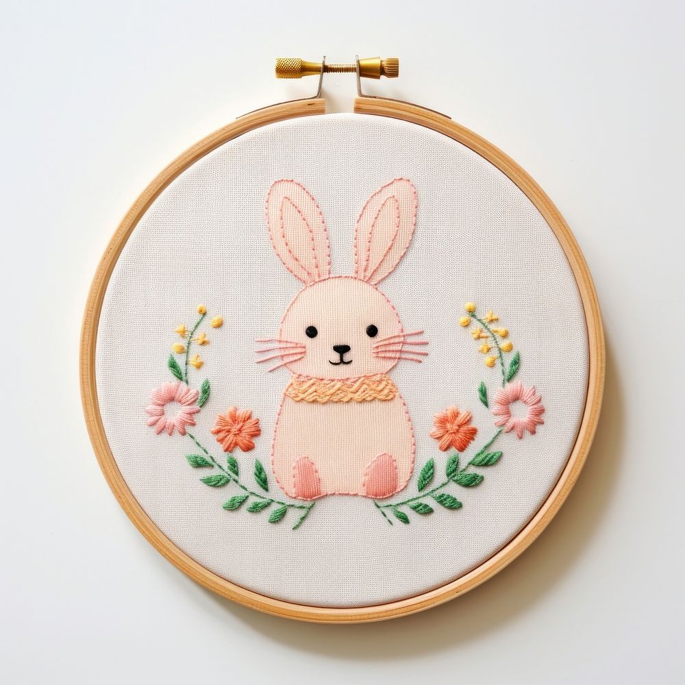 Little Easter frame embroidery pattern textile. AI generated Image by rawpixel.