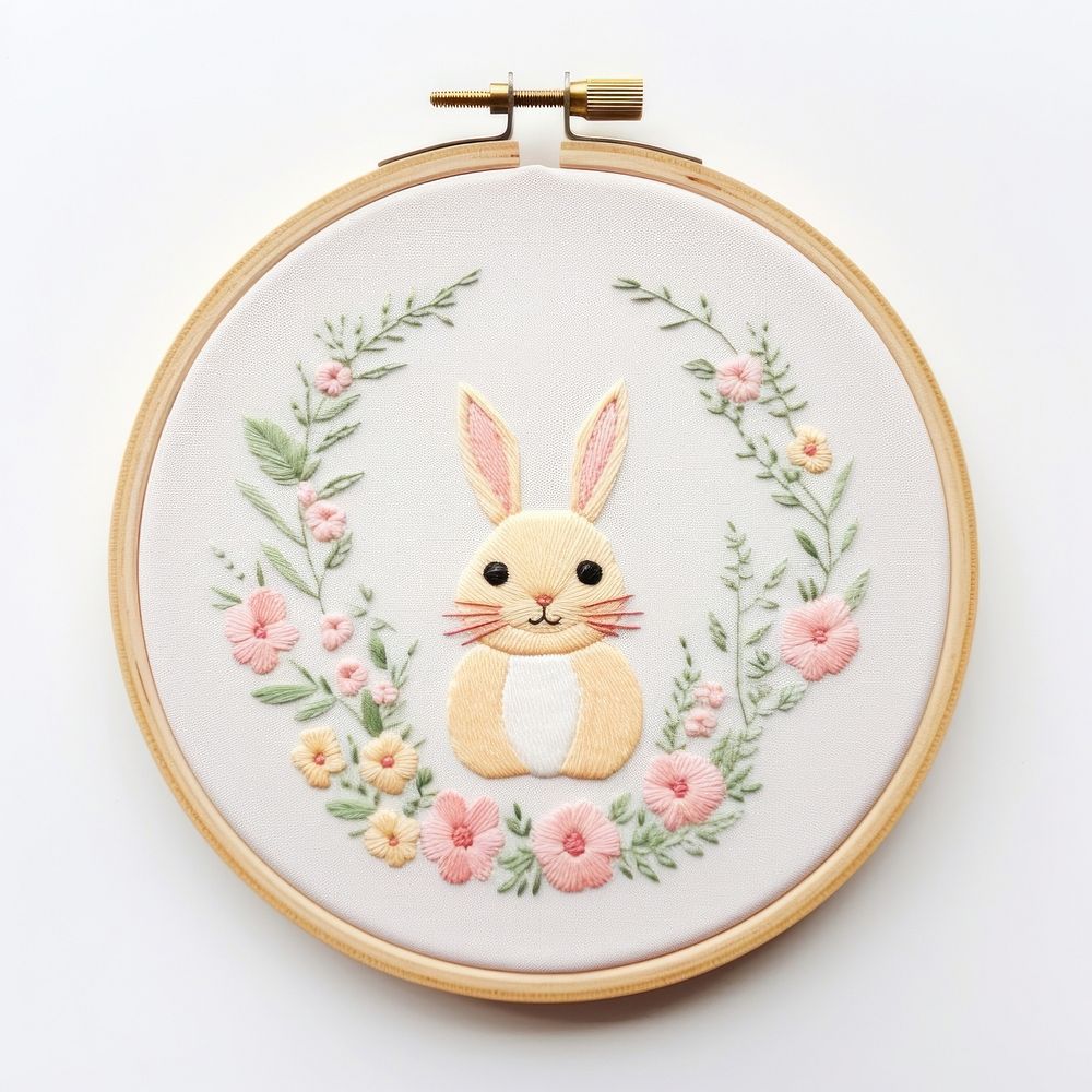 Little Easter frame embroidery pattern textile. AI generated Image by rawpixel.