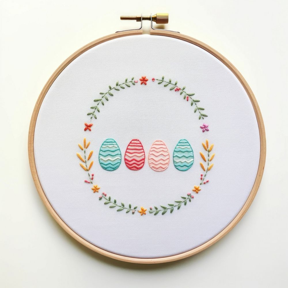 Little Easter round border embroidery pattern circle. AI generated Image by rawpixel.