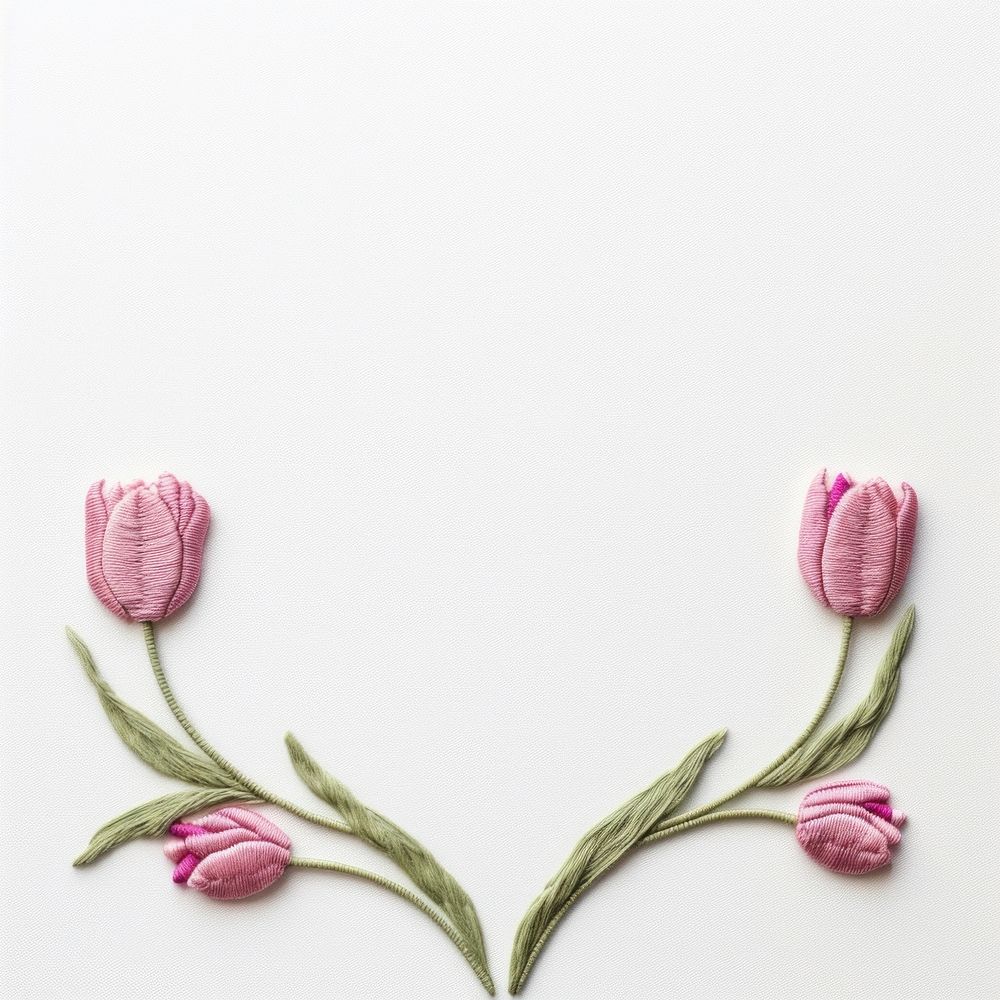 Little tulip frame pattern embroidery flower. AI generated Image by rawpixel.
