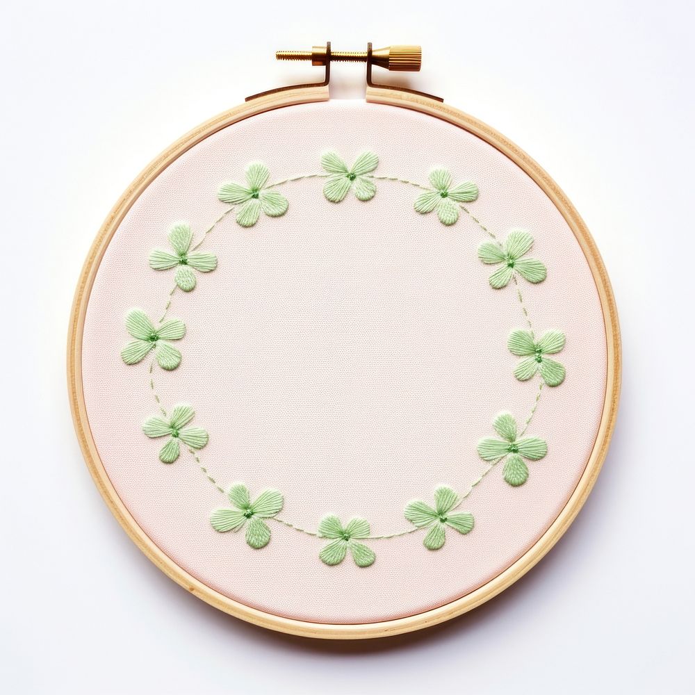 Lucky clover circle border pattern embroidery creativity. AI generated Image by rawpixel.