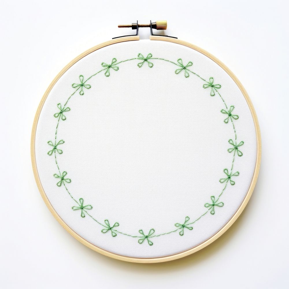 Lucky clover circle border embroidery pattern textile. AI generated Image by rawpixel.