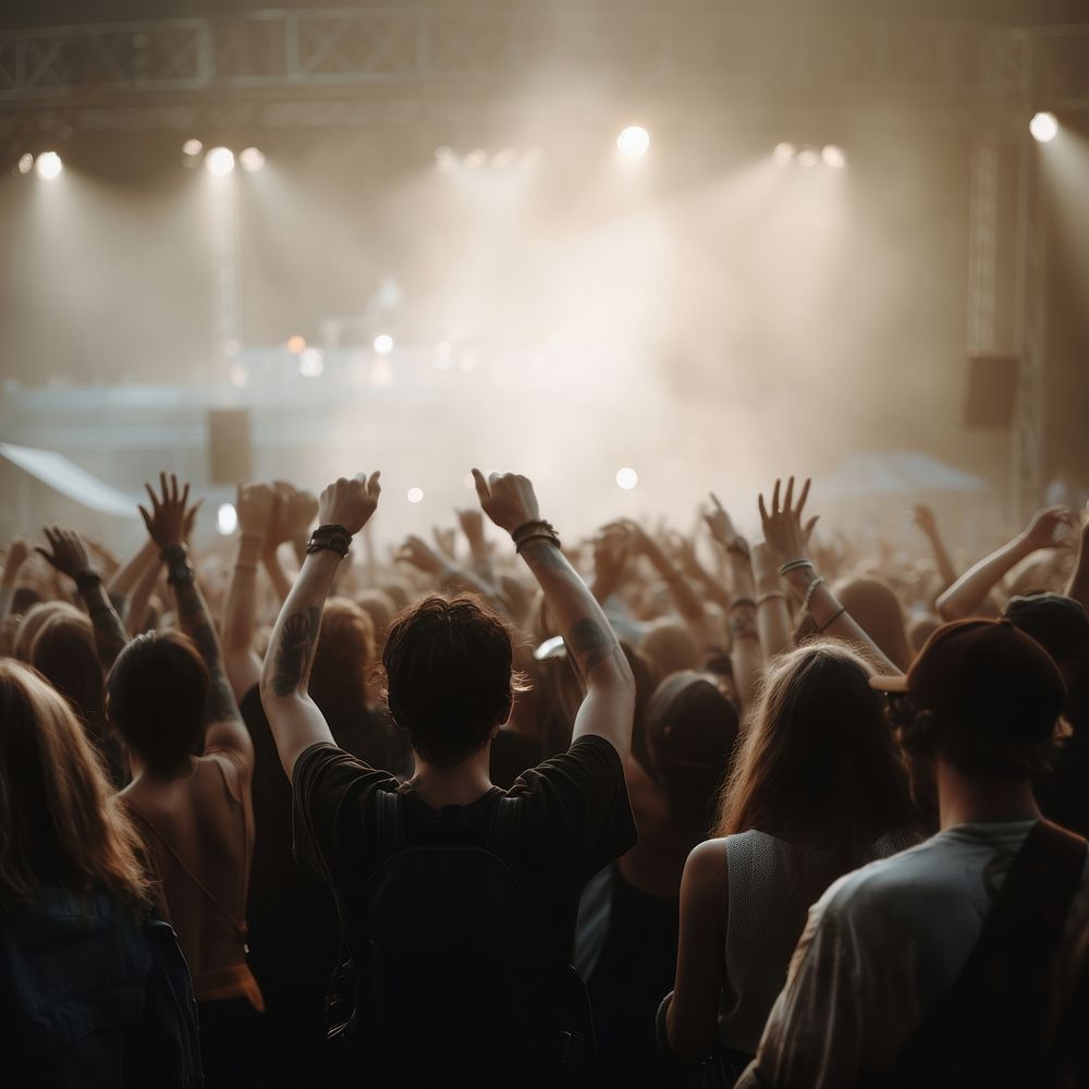 People dancing concert adult crowd. AI generated Image by rawpixel.