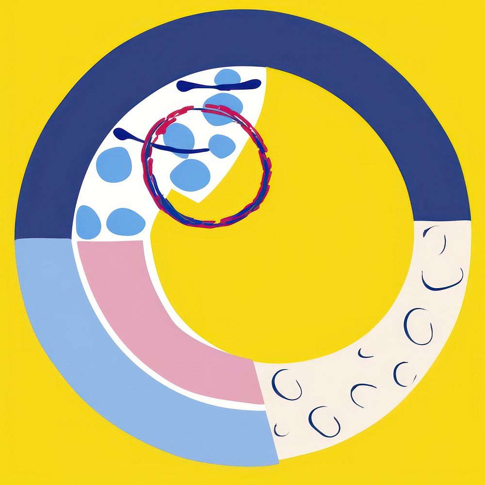 Yellow circle shape blue art. AI generated Image by rawpixel.