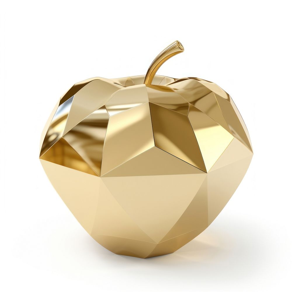 Golden 3d render of apple shape gold white background chandelier. AI generated Image by rawpixel.