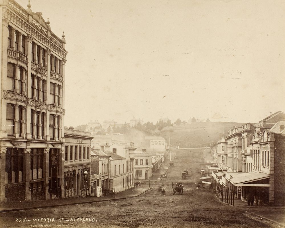 Victoria Street, Auckland (circa 1884) by Burton Brothers.