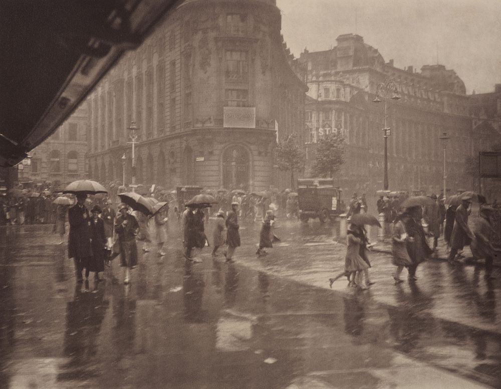 One of London's wet days (1920s) by Harry Moult.