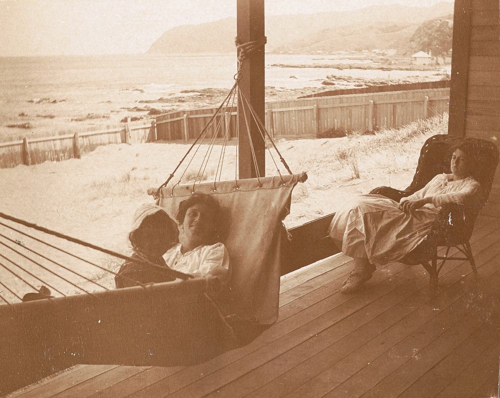 "Resting" : 'Our holiday at Plimmerton, Feb. 2-15. 1920'. From the album: Family photograph album; 1917 - 1920; Adkin…