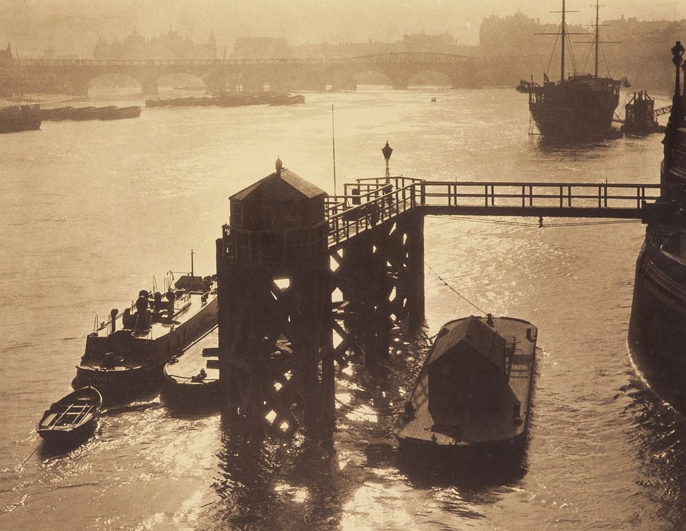 Blackfriars Pier. From the album: Photograph album - London (1920s) by Harry Moult.