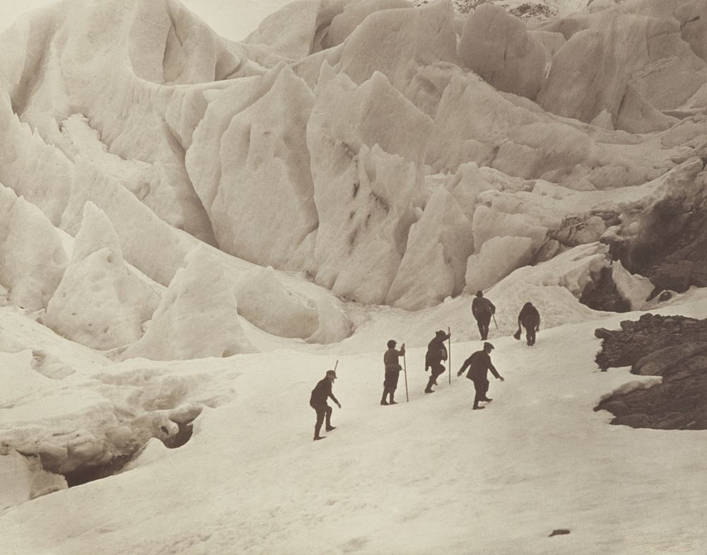 On the Stocking Glacier, Mt Cook district. From the album: Record Pictures of New Zealand (1920s) by Harry Moult.