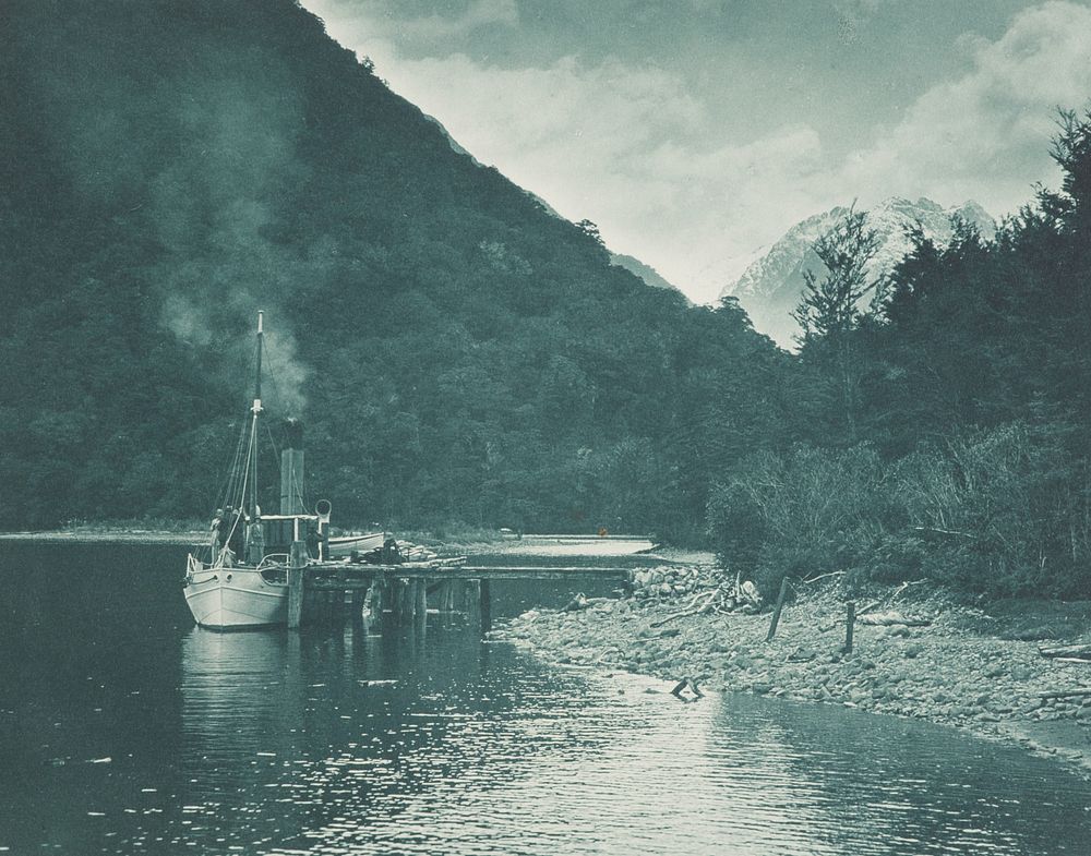The Head of Lake Te Anau, Milford Track. From the album: Record Pictures of New Zealand (1920s) by Harry Moult.