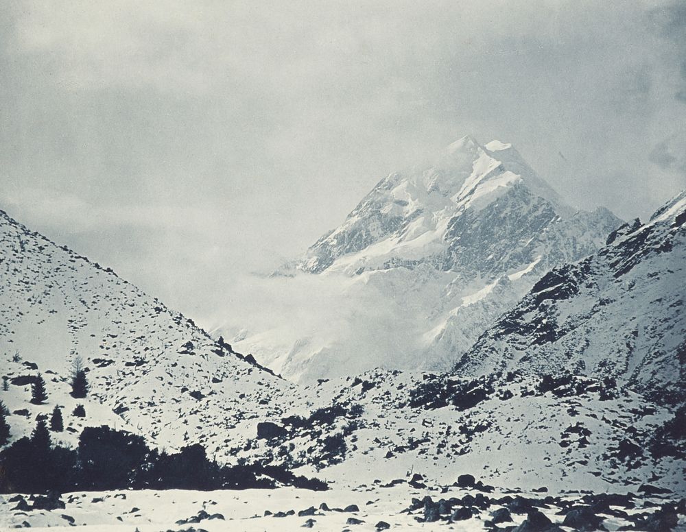 Mt. Cook in winter's mantle. From the album: Record Pictures of New Zealand (1920s) by Harry Moult.