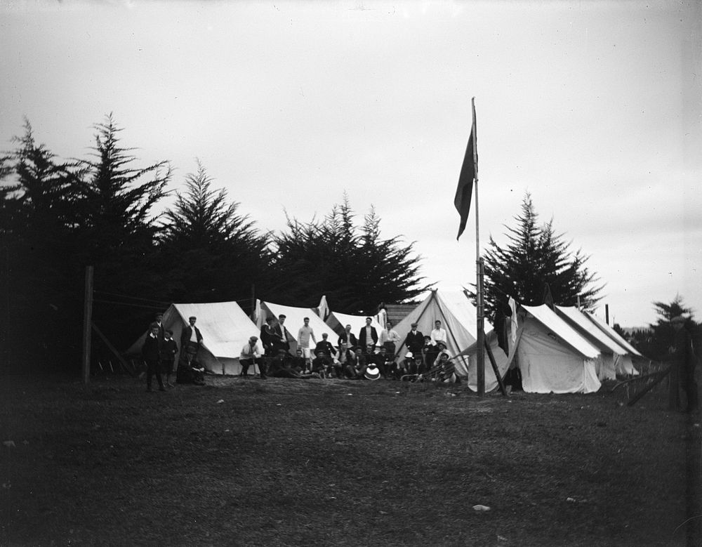 YMCA camp at Levin 16.4.06 (16 April 1906) by Leslie Adkin.