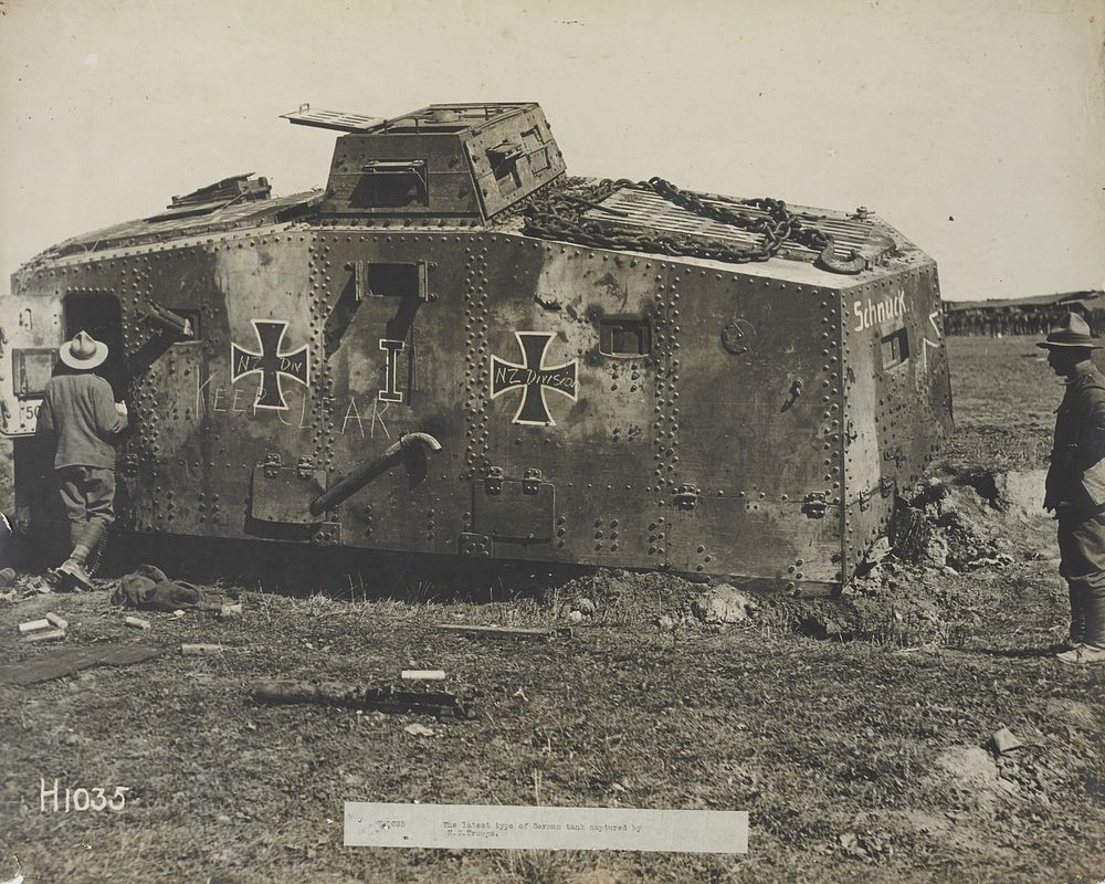 The latest type of German tank captured by N.Z. Troops (8 September 1918) by Henry Armytage Sanders.