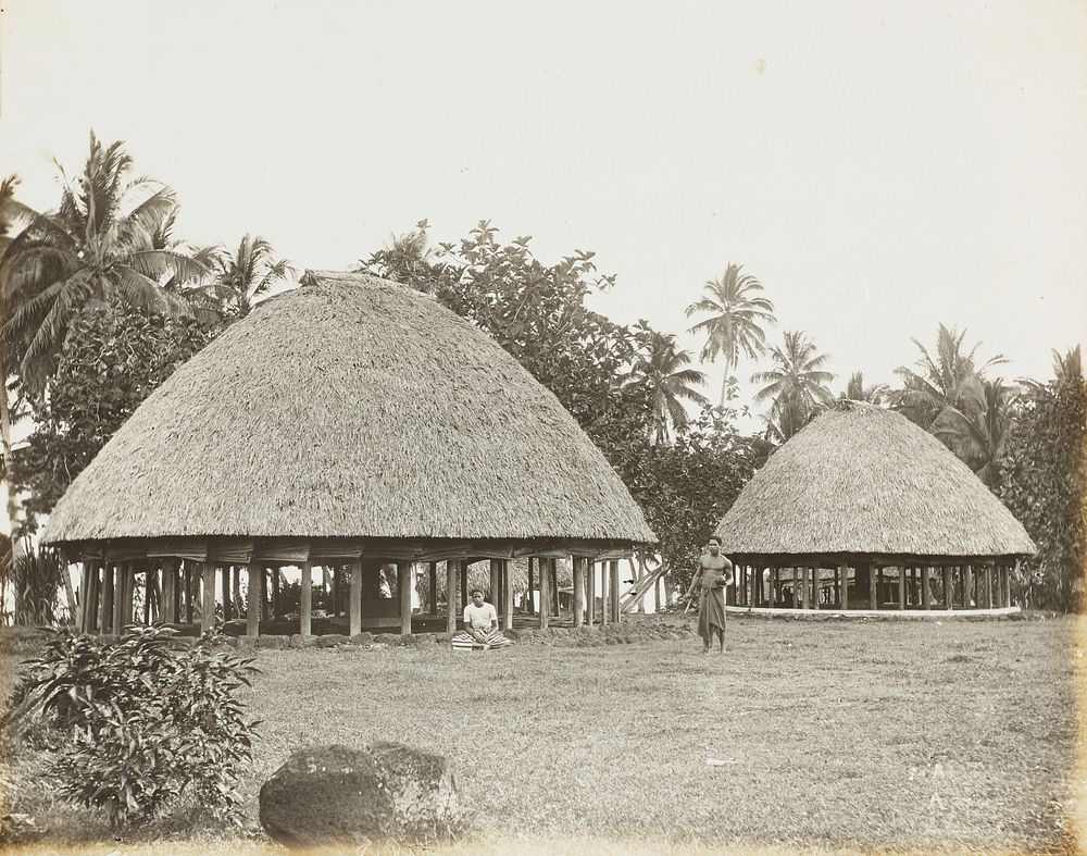 Two fales.  From the album: Samoa (circa 1918) by Alfred James Tattersall.